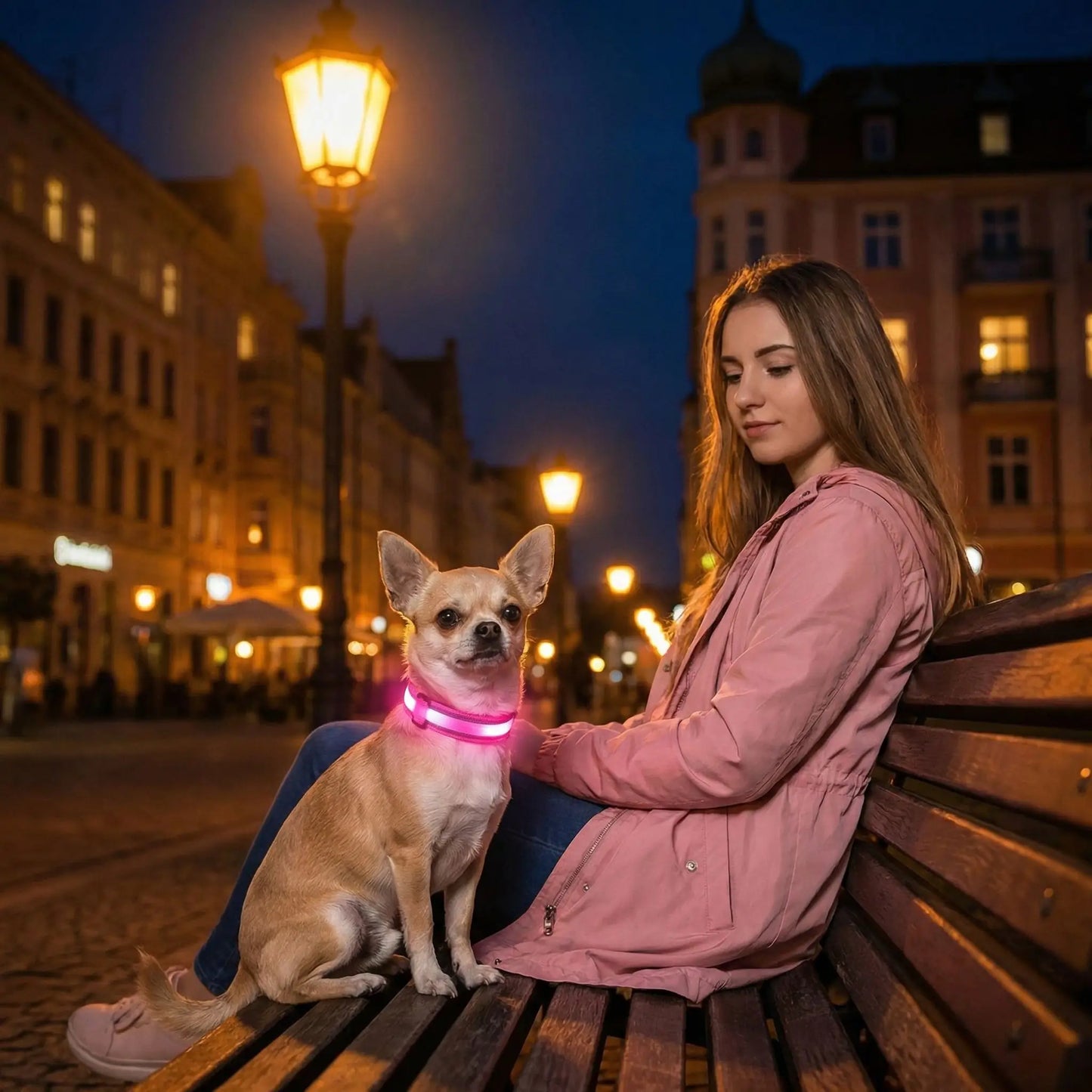 rose ville collier pour chien 