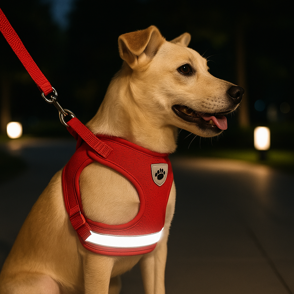 rouge nuit chien harnais anti traction 