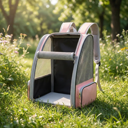 sac a dos pour  chien rose nature