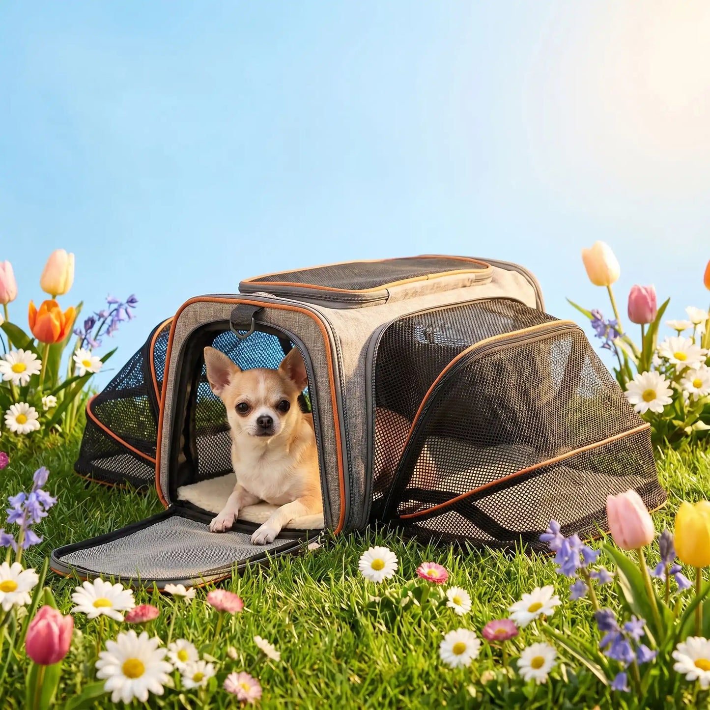 sac orange sac transport pour chien 