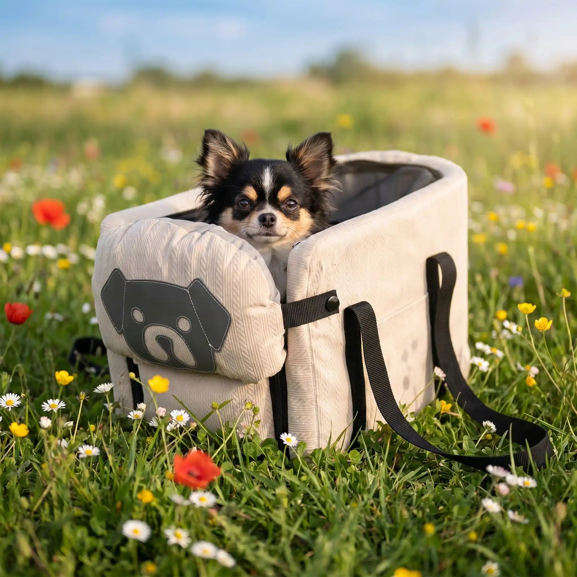 sac pour transporter un chien beige 