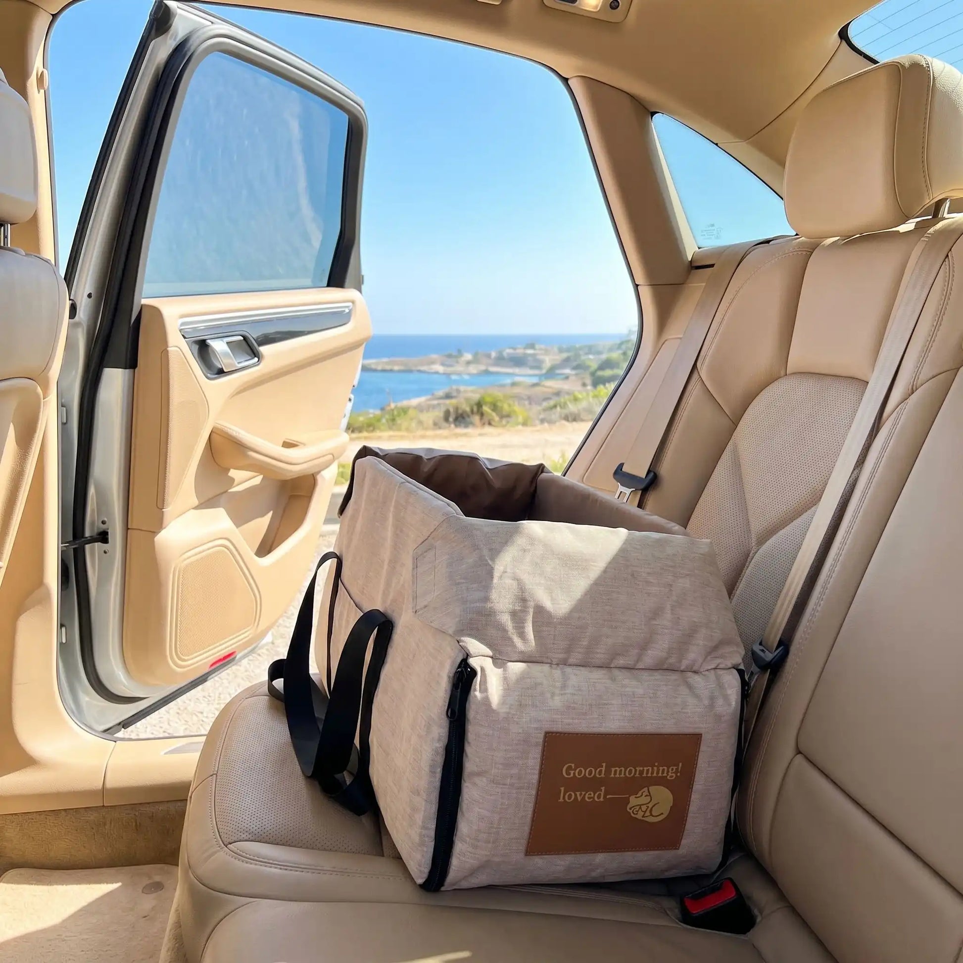 sac transport pour chien beige