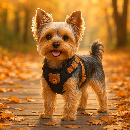 yorkshiere et son harnais chien 